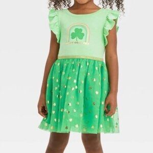 Cat & Jack Toddler Girls' St. Patrick's Day 'Happy Go Lucky' Tulle Dress - 3t.